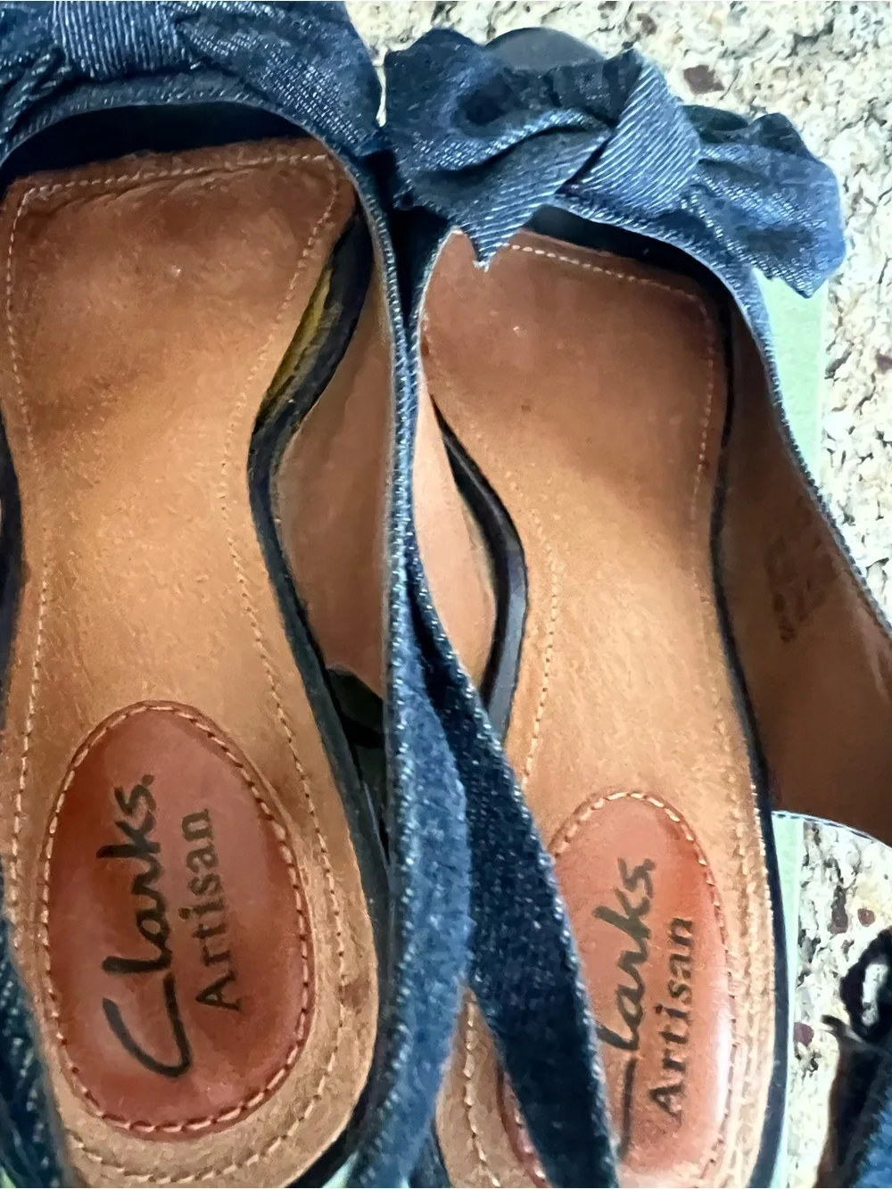Clarks Artisan Fiddle Bow II Denim Slingback Sandals 7